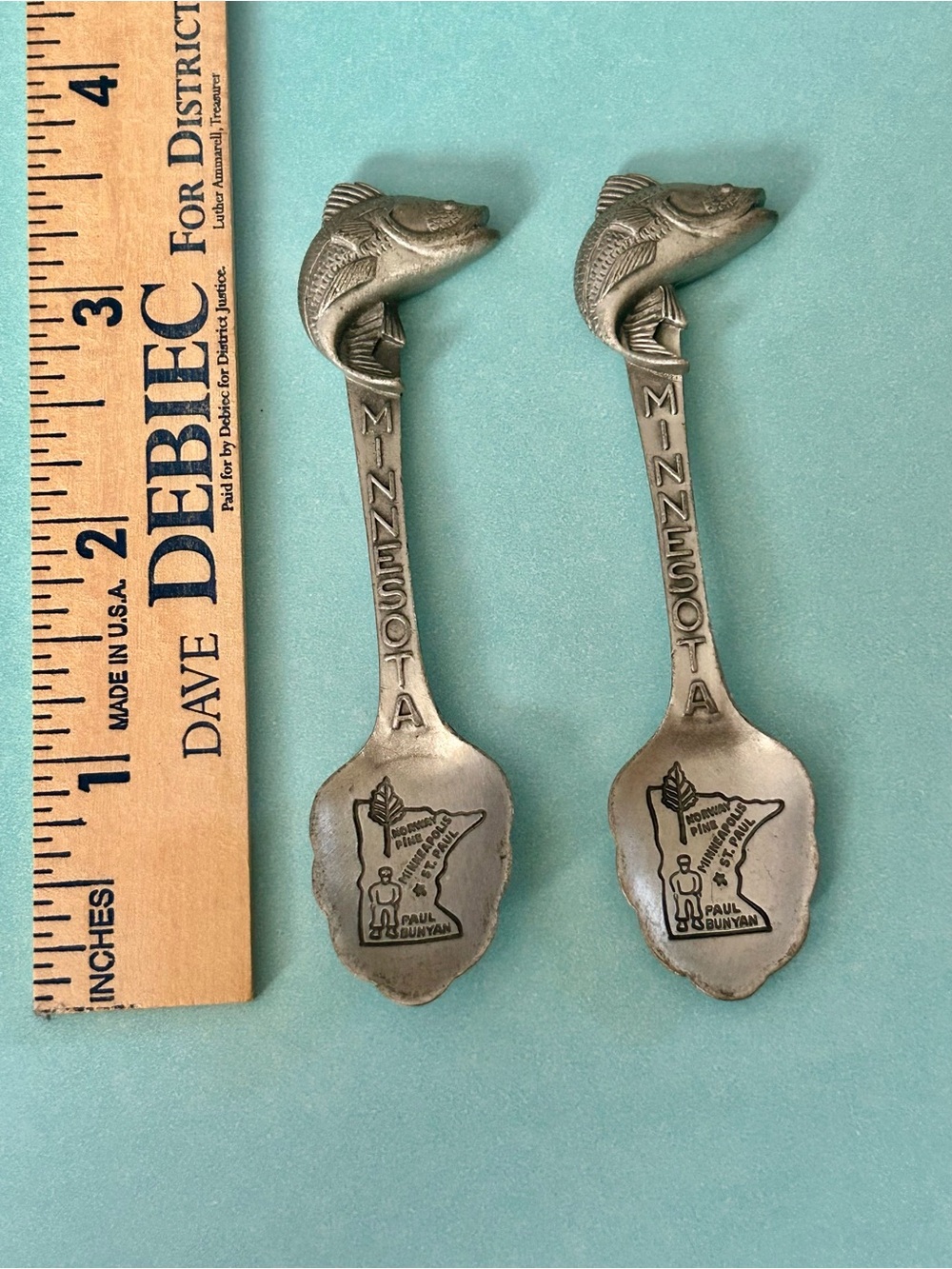 Spoon Pair with Fish Handle- Minnesota Souvenir